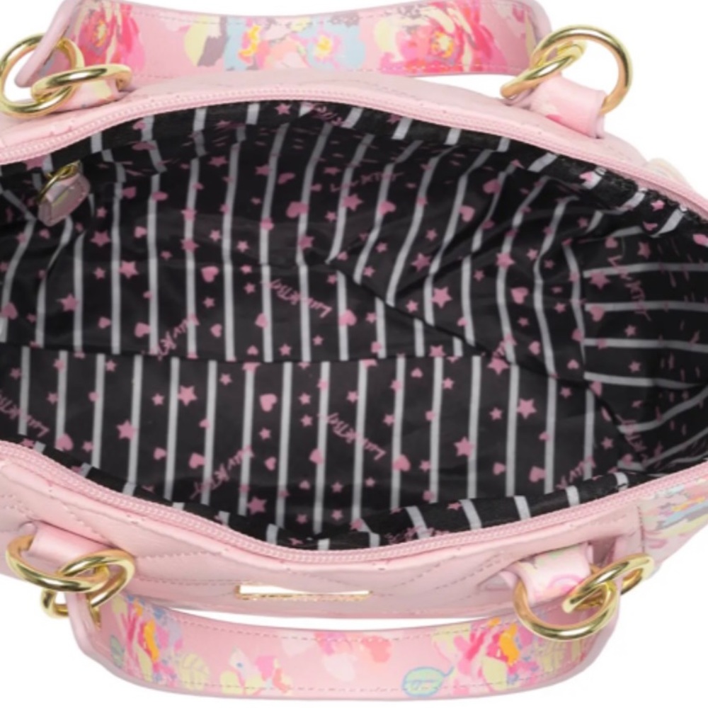 (SOLD)Betsey Johnson crossbody pink floral crescent shape - Picture 8 of 9